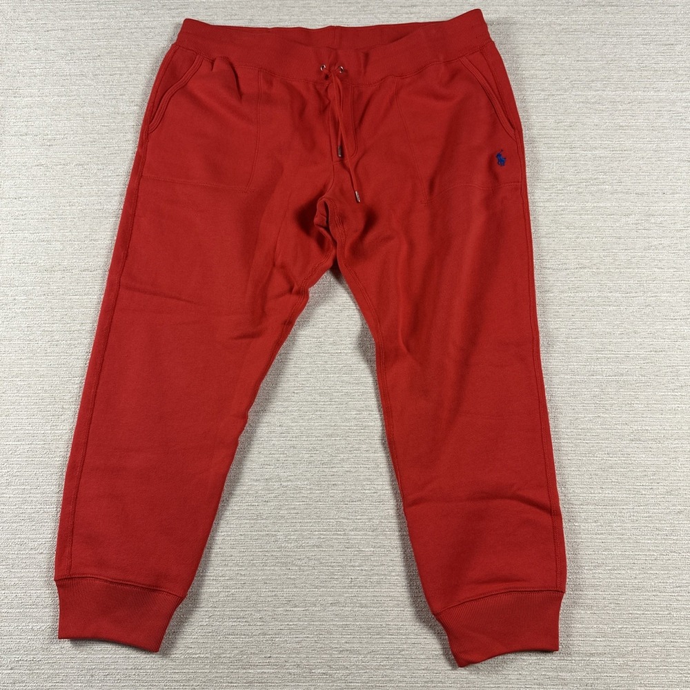 Polo Ralph Lauren Fleece Jogger Sweatpants Red XXL Drawstring Lounge Athleisure